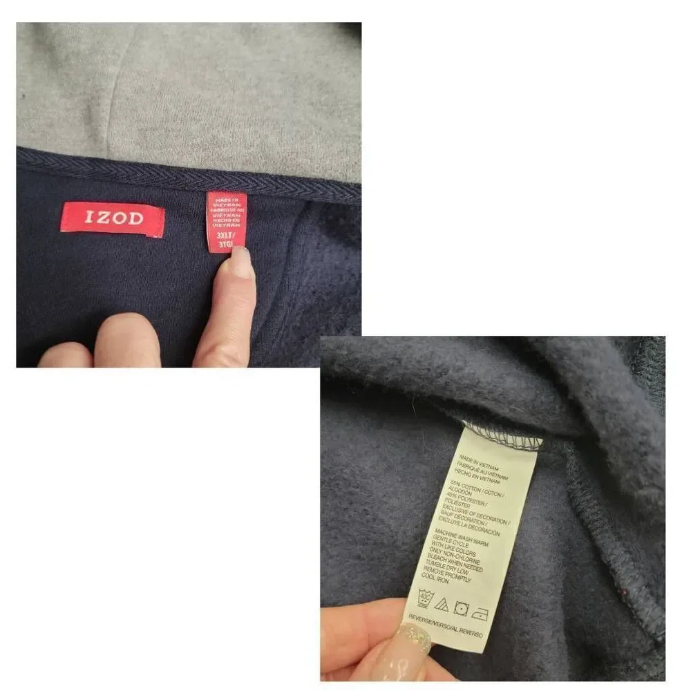 Izod Blue Sweat Shirt Zip Up Hoodie